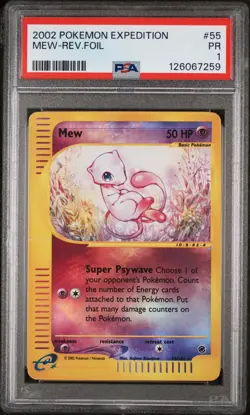 PSA 1 Mew 55/165 Expedition 2002 Reverse Holo Rare Pokemon Card TCG - Image 1