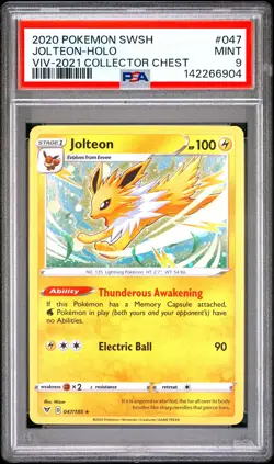 2020 POKEMON SWORD & SHIELD VIVID VOLTAGE #047 JOLTEON-HOLO PSA 9 - Image 1