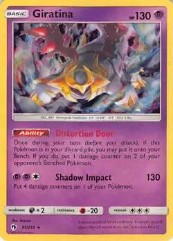 Giratina 97/214 Holo Rare Lost Thunder Pokemon Moderately Played - Image 1