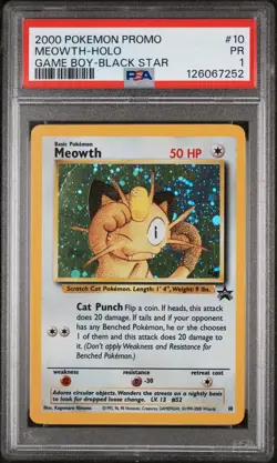 PSA 1 Meowth 10 Game Boy Black Star Promo 2000 Holo GB Pokemon Card TCG - Image 1