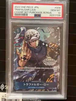 2022 One Piece Japanese Trafalgar Law ST03-008 Championship Promo PSA 10 - Image 1