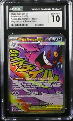 Mega Gengar EX 269/217 Attack Rare Holo Ascended Heroes Pokemon CGC 10 Gem Mint - Image 1