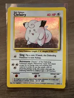 Pokemon TCG Clefairy Holo Base Set 1999 5/102 MP - Image 1