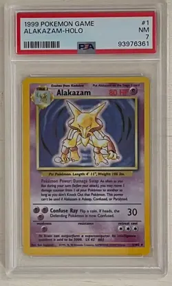 Alakazam 1999 Pokemon Card Game Base Set Unlimited Holo #1 001/102 PSA 7 NM - Image 1