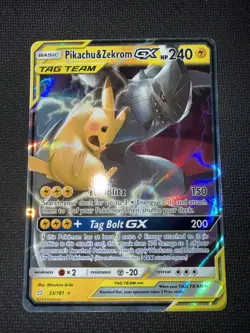 Pokemon TCG Sm: Team Up Pikachu Zekrom GX Ultra Rare Holo Card 33/181 NM - Image 1