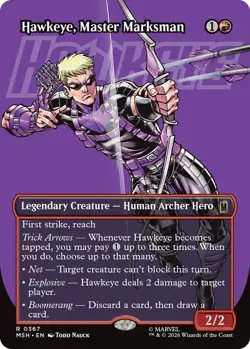 1x (367) Hawkeye, Master Marksman - BORDERLESS LOGO MTG Marvel Super Heroes NM M - Image 1