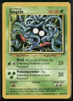 Tangela 66/102 Common Base Set Unlimited Pokemon Near Mint - Image 1