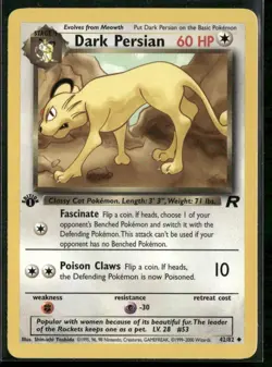 Dark Persian 42/82 Uncommon Team Rocket Pokemon 1st Edition Near Mint - Image 1