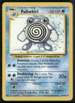 Poliwhirl 38/102 Uncommon Base Set Unlimited Pokemon Near Mint - Image 1