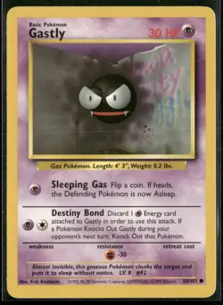 Gastly 50/102 Common Base Set Unlimited Pokemon Near Mint - Image 1