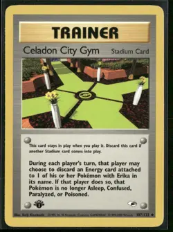 Celadon City Gym 107/132 Uncommon Gym Heroes Pokemon 1st Edition Near Mint - Image 1
