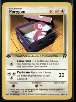 Porygon 48/82 Uncommon Team Rocket Pokemon 1st Edition Near Mint - Image 1