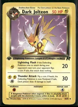 Dark Jolteon 38/82 Uncommon Team Rocket Pokemon 1st Edition Near Mint - Image 1
