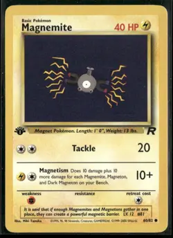 Magnemite 60/82 Common Team Rocket Pokemon 1st Edition Near Mint - Image 1