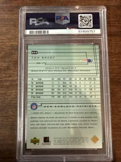 TOM BRADY PSA 7 2000 UPPER DECK UD ENCORE #254 ROOKIE RC PATRIOTS NEAR MINT 2213 - Image 2