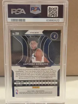 2020 Panini Prizm Anthony Edwards Choice Prizm Blue/Yellow/Green PSA 9 - Image 2
