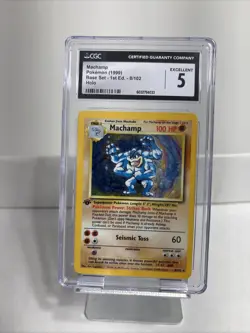 1999 POKEMON BASE SET 1ST EDITION HOLO #8/102 MACHAMP CGC 5 EXCELLENT - Image 1