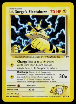 Pokemon Card - Lt. Surge's Electabuzz Gym Heroes 6/132 Holo Rare - Image 1
