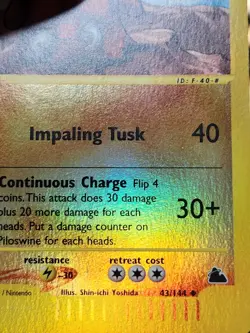 Pokemon Card Piloswine Skyridge Reverse Holo Uncommon 43/144 Tcg E Reader Vtg - Image 2
