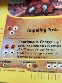 Pokemon Card Piloswine Skyridge Reverse Holo Uncommon 43/144 Tcg E Reader Vtg - Image 3