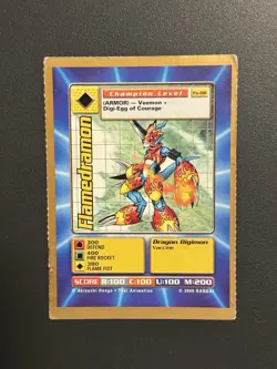 Flamedramon Digimon Card Digital Monsters Bandai 2000 Fx-08 Promo Card RARE - Image 1
