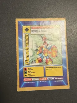 Flamedramon Digimon Card Digital Monsters Bandai 2000 Fx-08 Promo Card RARE - Image 3