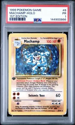 Pokemon TCG Machamp Holo Rare 1st Edition Card Base Set 8/102 - Image 1