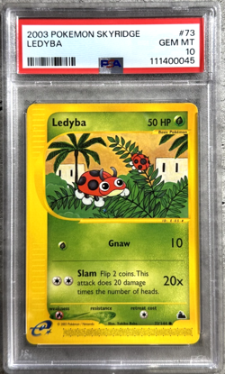 Pokemon Card Ledyba PSA 10 Gem Mint, e-Reader Skyridge 73/144, WOTC 2003 - Image 1