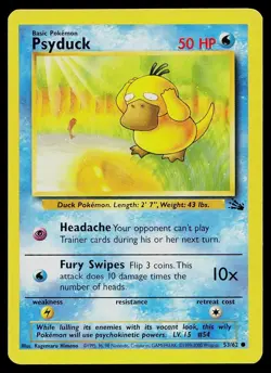 Pokemon Card Fossil Psyduck 53/62 Common 1999-2000 Theme Deck Exclusive - Image 1