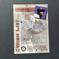 1995 Megacards Wish List #13 Ken Griffey Jr (MARINERS) HOF - Image 2