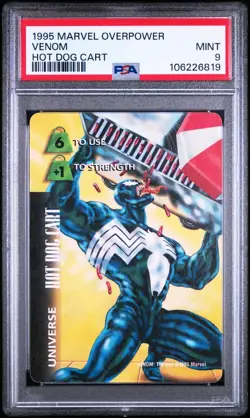 1995 Marvel OverPower Venom Hot Dog Cart PSA 9 MINT POP 10 w/ 14 Higher Low POP - Image 1