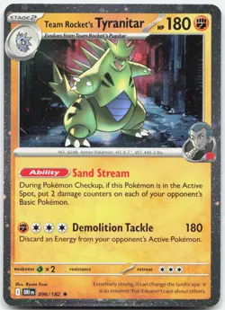 Team Rocket's (Cosmos Holo) Tyranitar 096/182 Rare Destined Rivals Pokemon NM - Image 1