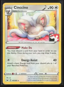 Cinccino 147/202 Rare Prize Pack Series Cards Pokemon Near Mint - Image 1