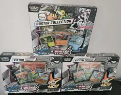 Sealed Pokemon TCG Black Bolt White Flare Collection Box Lot Of 3 Victini+Poster - Image 1