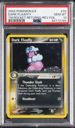 2004 POKEMON EX TEAM ROCKET RETURNS #33 DARK FLAAFFY-REVERSE FOIL PSA 10 - Image 1