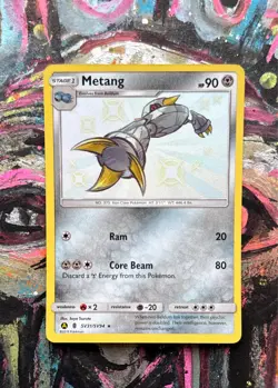 Metang SV31/SV94 Hidden Fates Shiny Holo Rare NM Pokemon TCG - Image 1