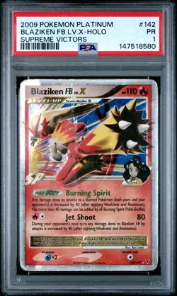 2009 POKEMON PLATINUM SUPREME VICTORS #142 BLAZIKEN FB LV.X-HOLO PSA 1 - Image 1