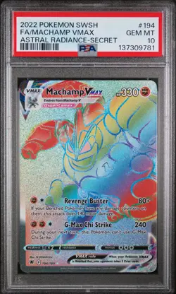 2022 POKEMON SWORD & SHIELD ASTRAL RADIANCE SECRET FULL ART/MACHAMP VMAX PSA 10 - Image 1