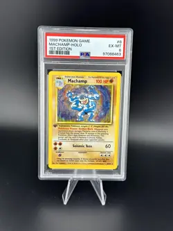 1999 Pokemon Base Set First Edition Holo Machamp 008/102 PSA 6 - Image 1