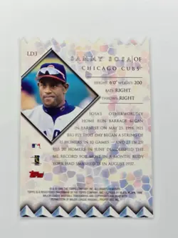 1998 Topps Baseball Die-Cut Insert Lords Of The Diamond LD3 Sammy Sosa Chicago - Image 2