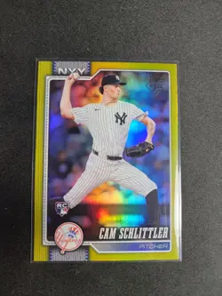 2026 Topps Series 1 - Cam Schlittler #111 Yellow Rainbow Foil /399 (RC) - Image 1