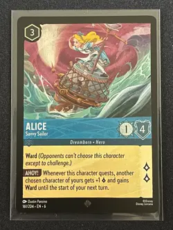Disney Lorcana Azurite Sea Alice Savvy Sailor Super Rare Cold Foil Card 161/204 - Image 1