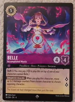 Disney Lorcana Belle Accomplished Mystic 36/204 Ursula's Return SR Normal - Image 1