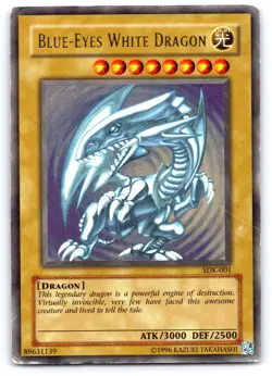 Yugioh Blue Eyes White Dragon SDK-001 Holo Bleed Misprint MP - Image 1