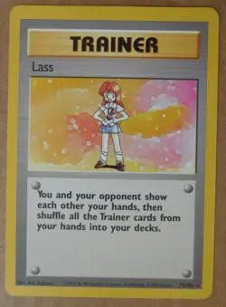 Lass 75/102 Rare Non-Holo Base Set Pokemon Trainer Card LP - Image 1
