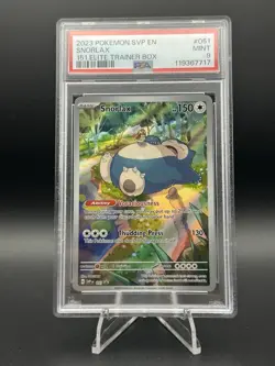 Pokemon TCG Snorlax Scarlet & Violet 151 ETB Promo Card #051 PSA 9 Mint - Image 1