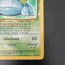 Pokemon TCG Venusaur Base Set Holo Rare 15/102 Unlimited 1999-2000 WOTC 100HP - Image 5