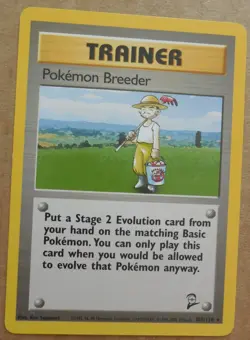 Pokemon Breeder 105/130 Rare Non-Holo Base 2 Set Pokemon Trainer Card LP - Image 1