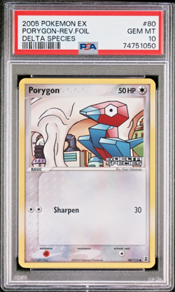 2005 Pokemon PSA 10 GEM MINT ex Delta Species PORYGON 80/113 Reverse Holo - Image 1