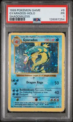 PSA 1 Gyarados 6/102 SHADOWLESS Base Set 1999 Holo Rare WOTC Pokemon Card TCG - Image 1